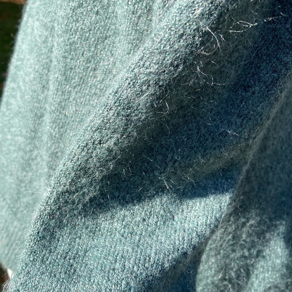 Soft Deep Sage Green Fuzzy Open Front Sweater Siz… - image 6